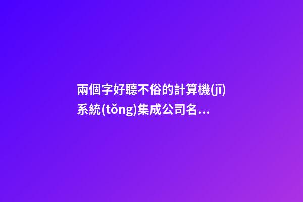兩個字好聽不俗的計算機(jī)系統(tǒng)集成公司名字大全 這批適合建議